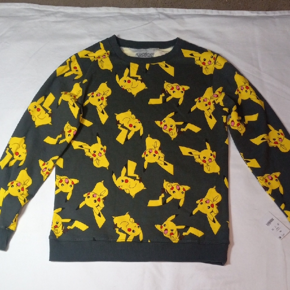 Gray Pikachu Patterned Kid's Sweat Shirt